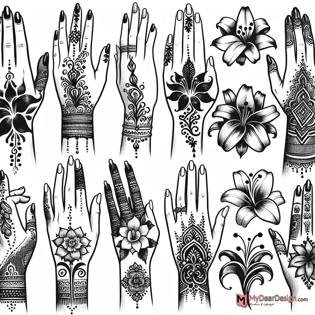 Popular Lily Mehndi Styles