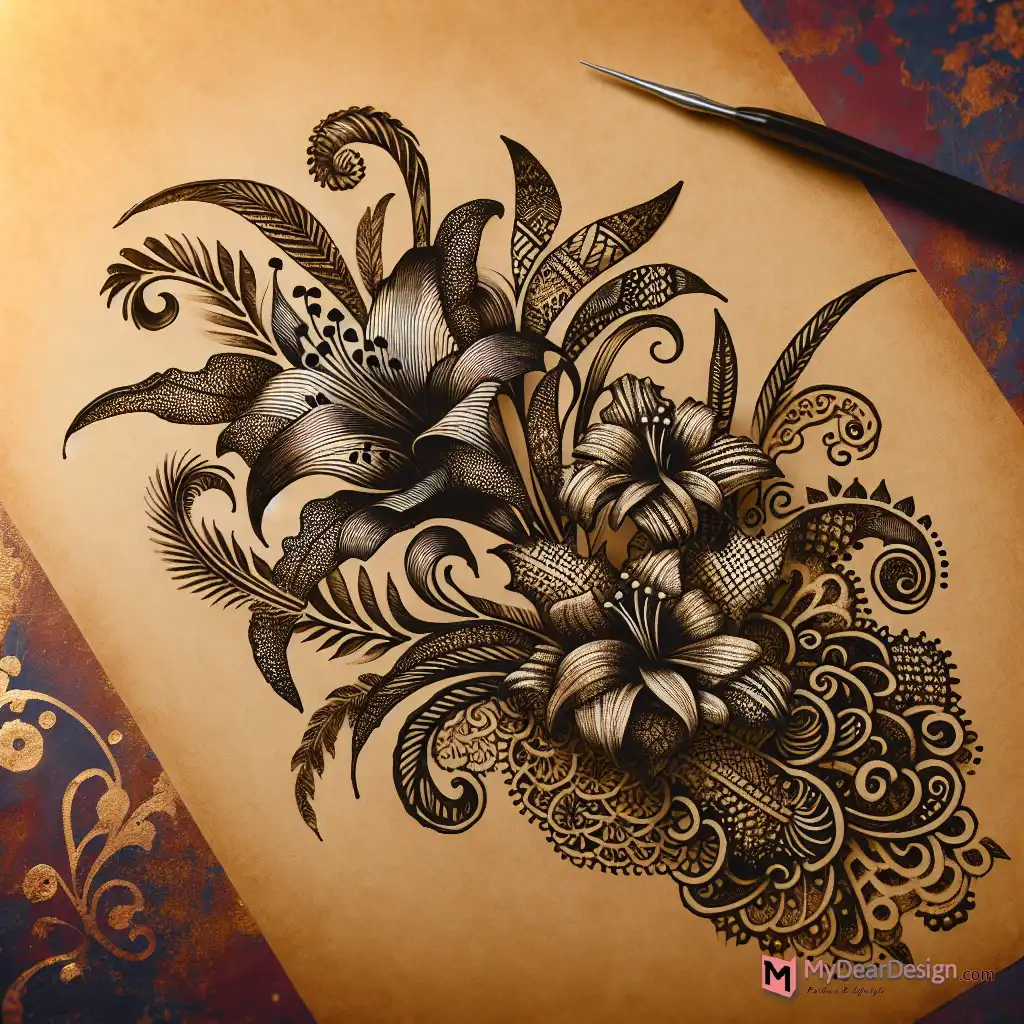 Lily Flower Henna Design