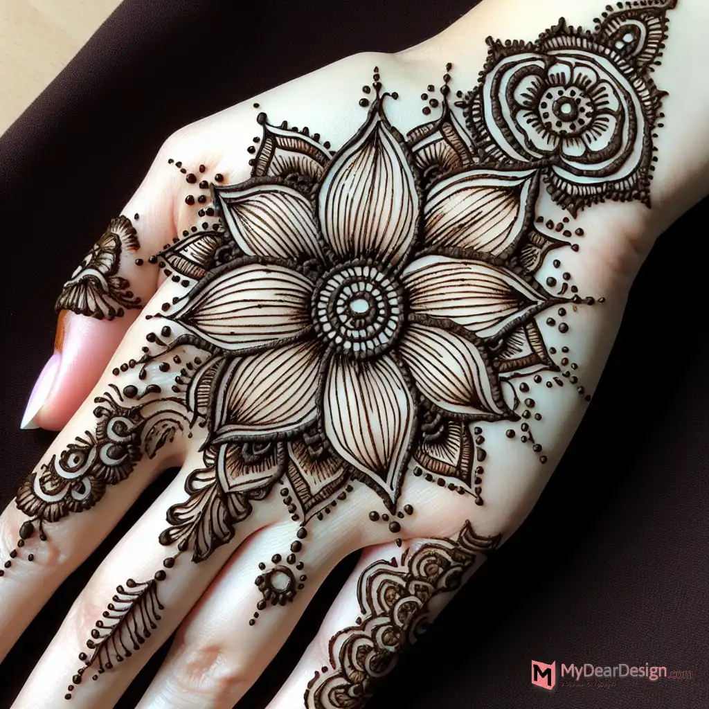 Lily Flower Mehndi Design