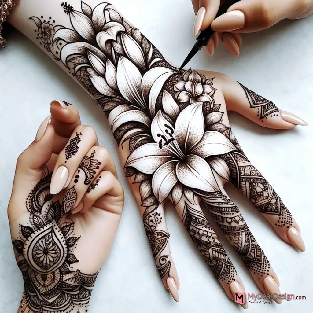 Lily Flower Bridal Mehndi