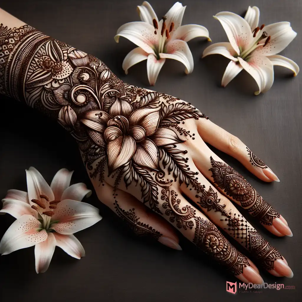 Lily Flower Traditional Mehndi