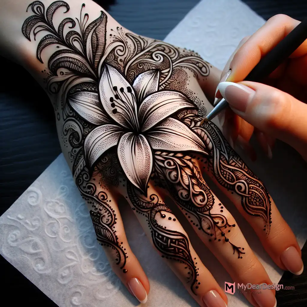 Lily Flower Intricate Mehndi