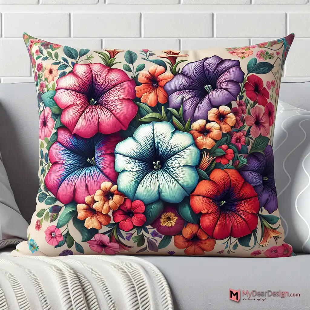 Petunia Floral Throw Pillow