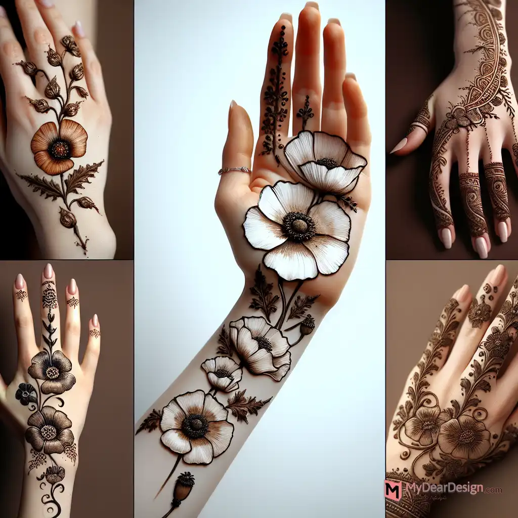 Top 5 Simple Poppy Flower Mehndi Designs