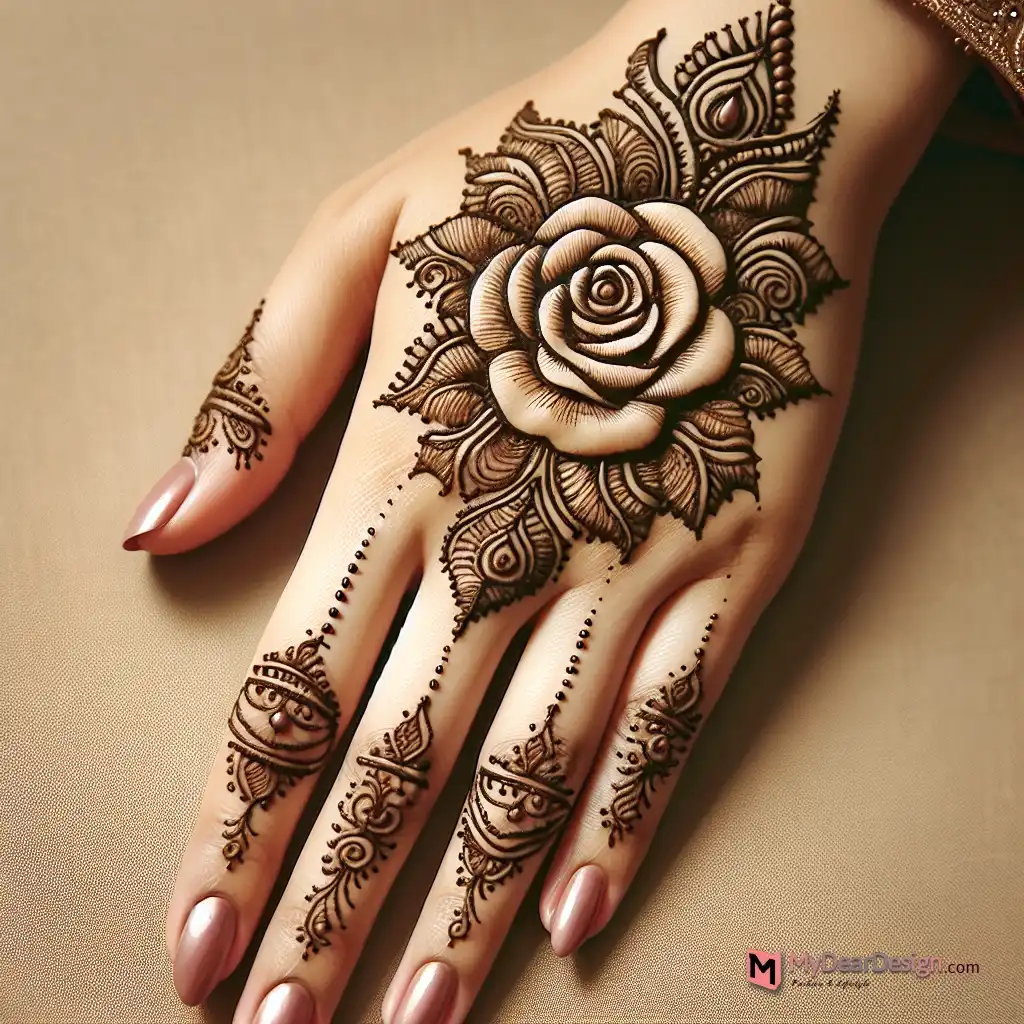 Rose Flower Mehndi Design Easy and Beautiful