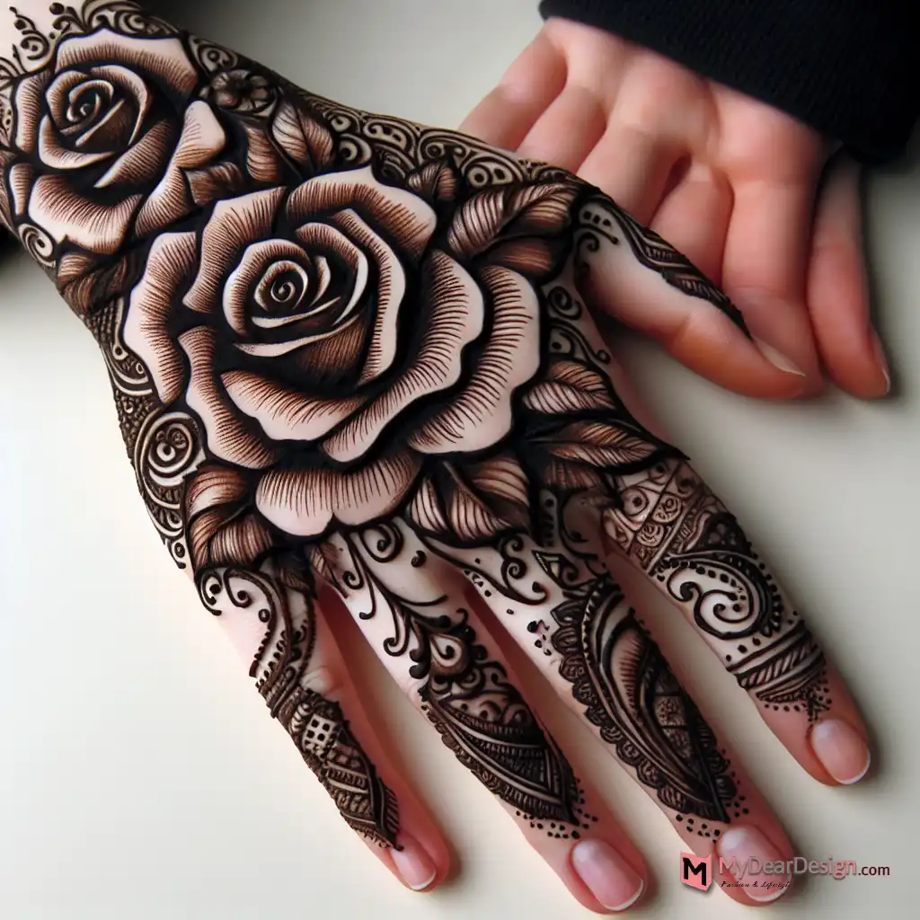 Rose Flower Mehndi Design Arabic