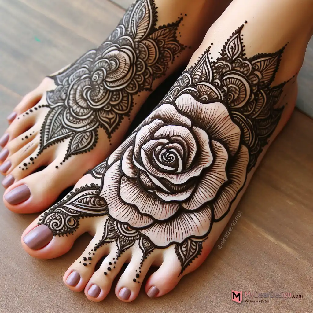 Bold Rose Flower Mehndi Design