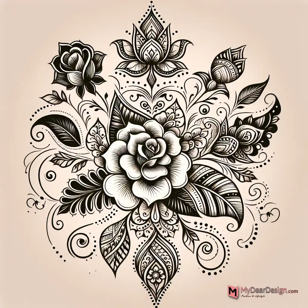 Arabic Rose Flower Mehndi Design