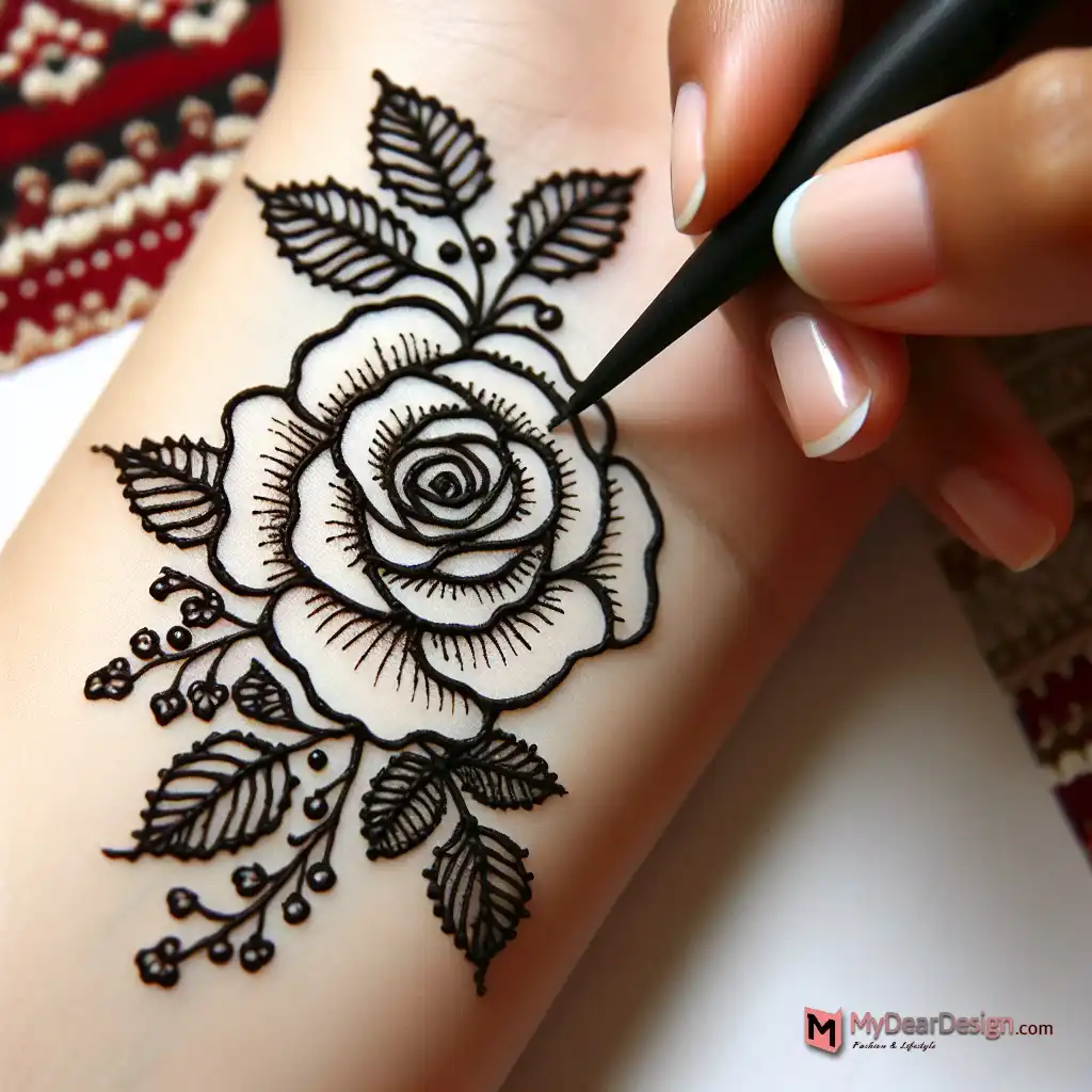 Rose Flower Mehndi Design Simple