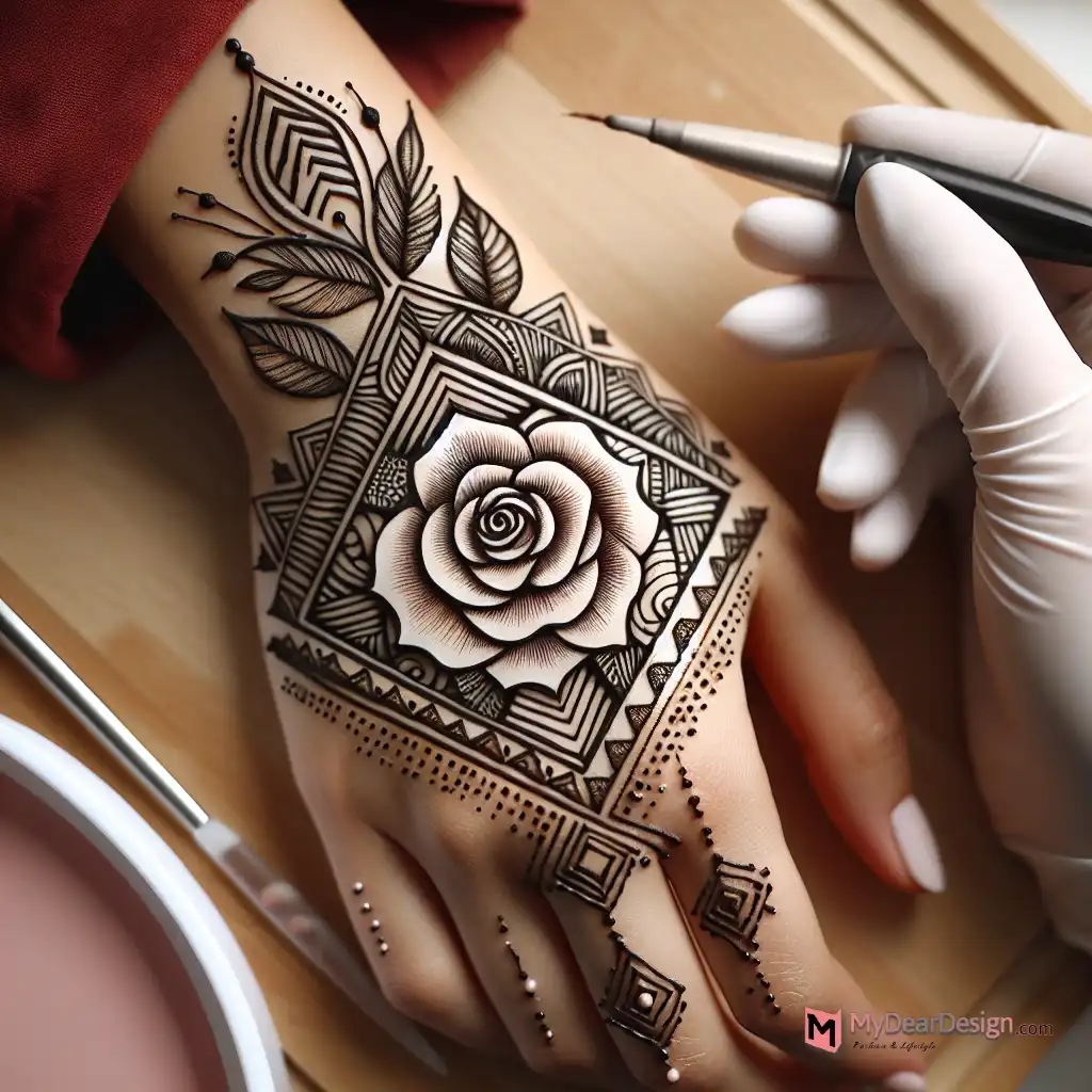 New Rose Flower Mehndi Design