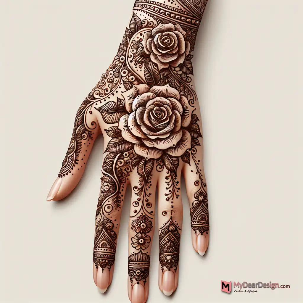 Rose Flower Mehndi Design Simple Full Hand