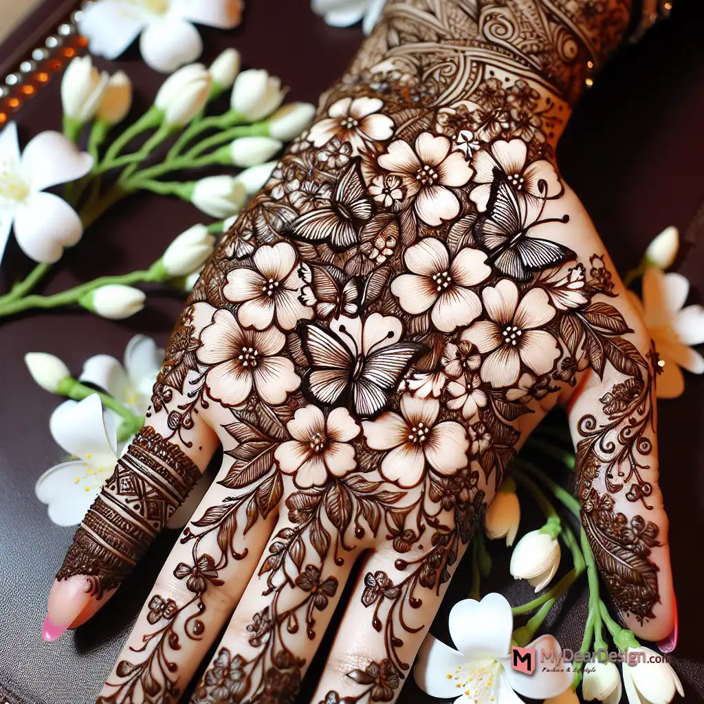 Jasmine and Butterfly Mehndi Fusion