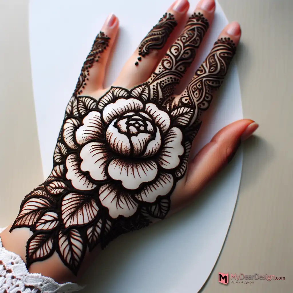 The Beauty of Camellia Flower in Mehndi Art