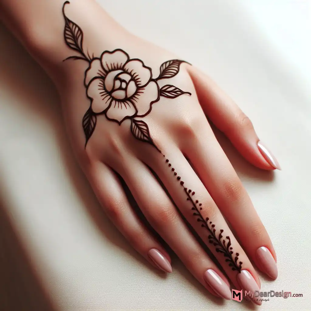 Minimalist Camellia Flower Mehndi Designs