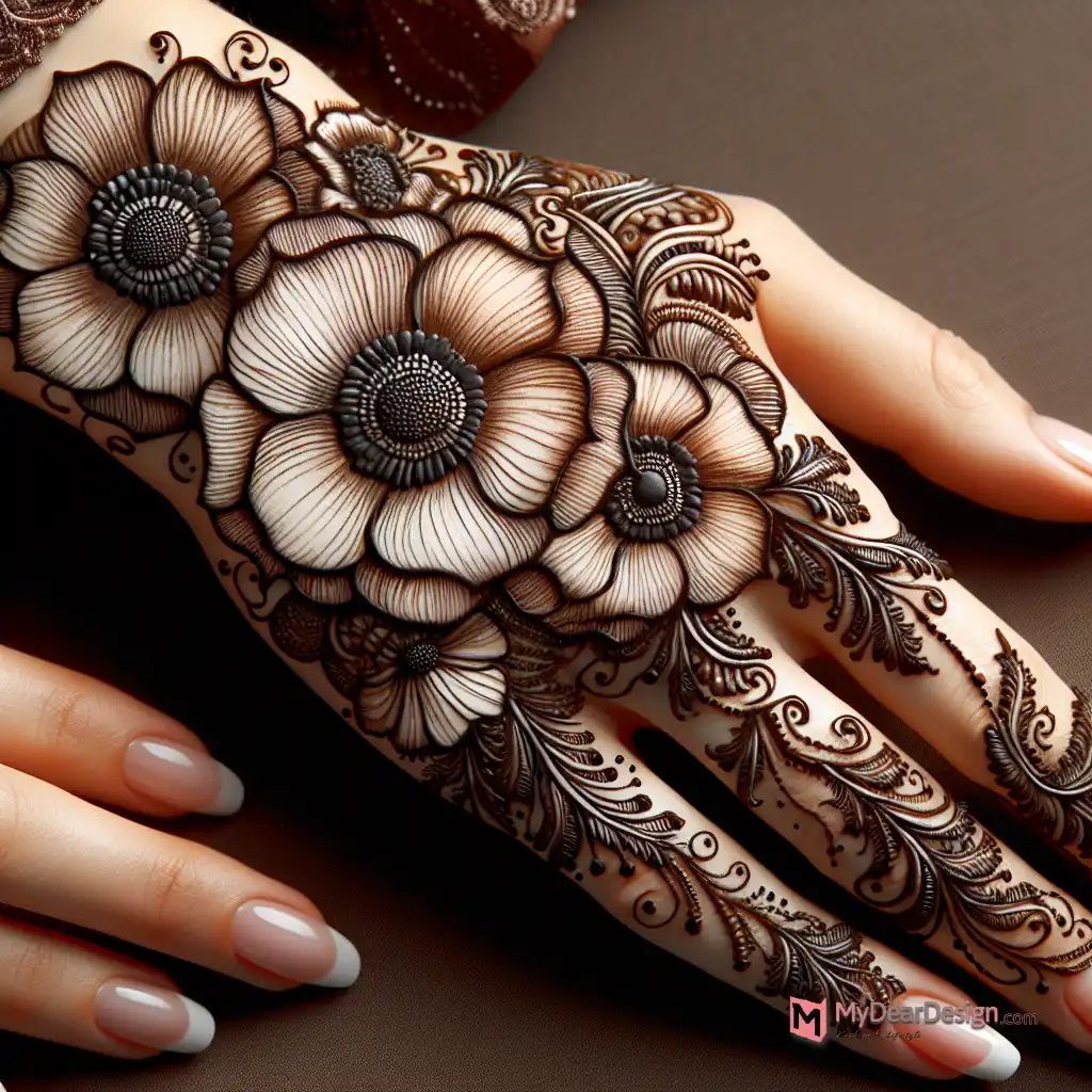 Beautiful Anemone Flower Mehndi Design