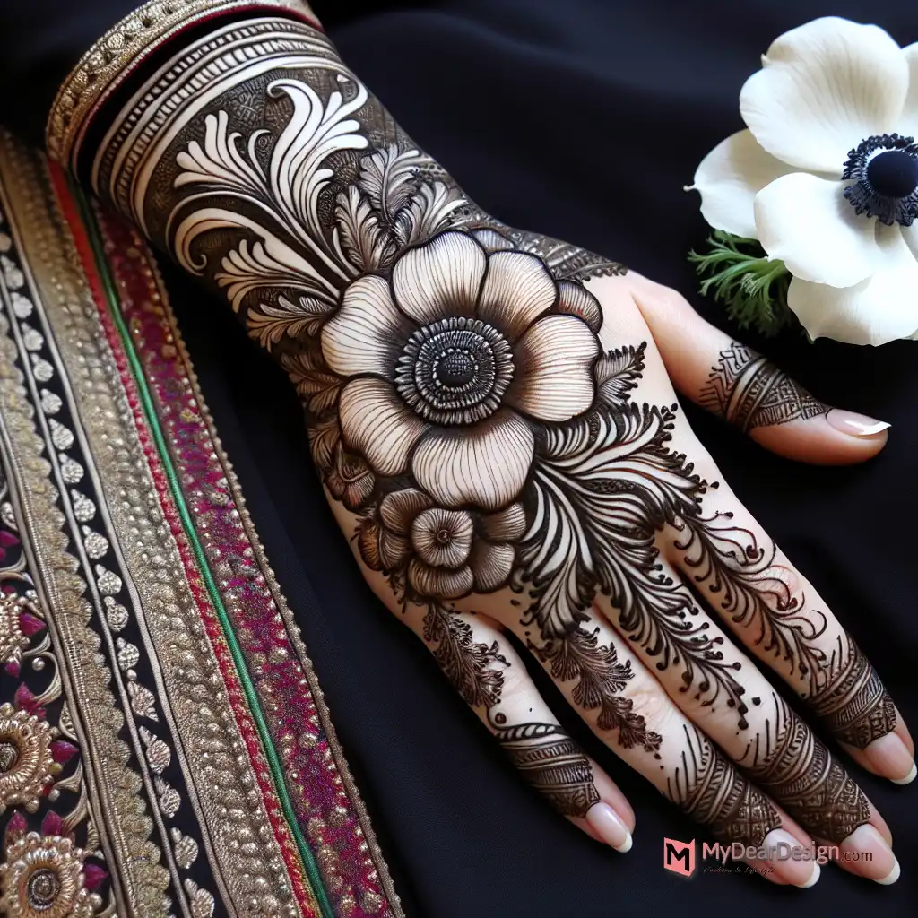 Amazing Anemone Flower Mehndi Design