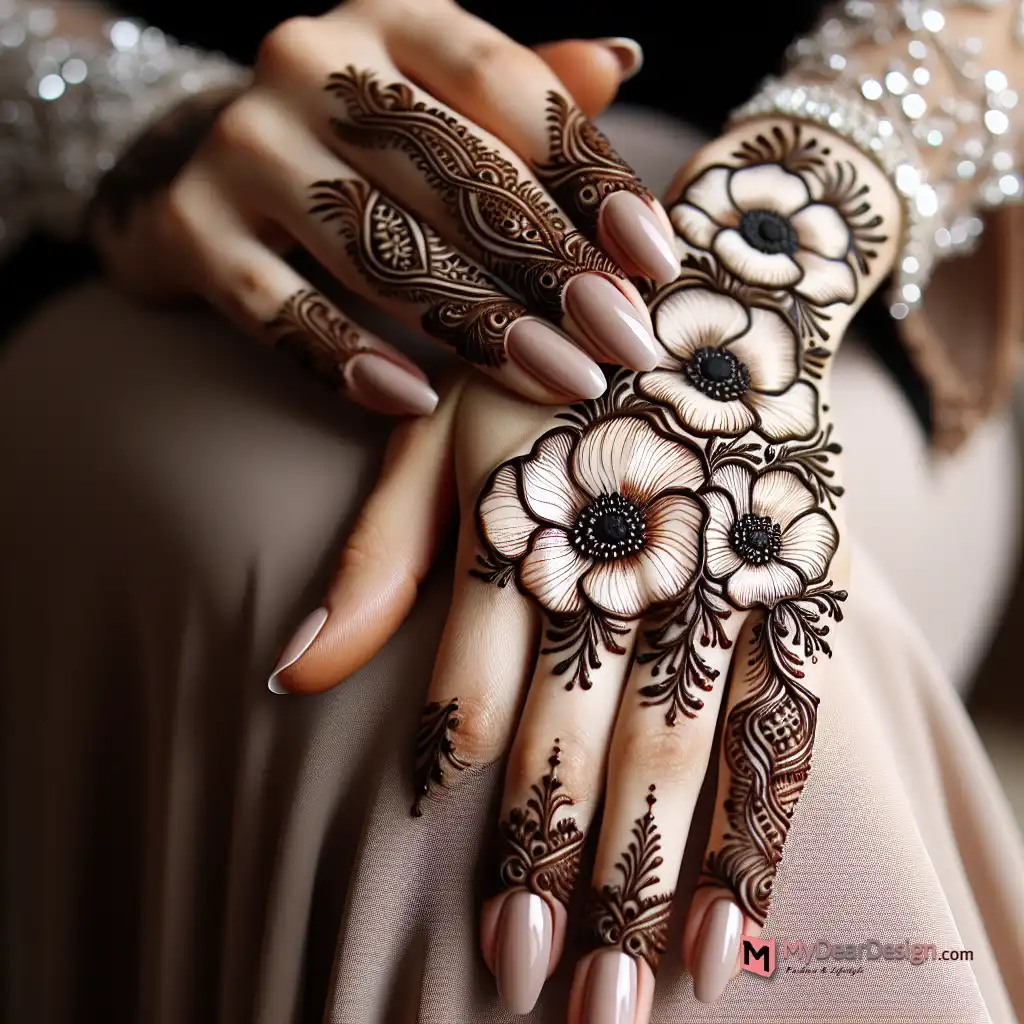 The Mehndi of the Anemone Flower Elegance