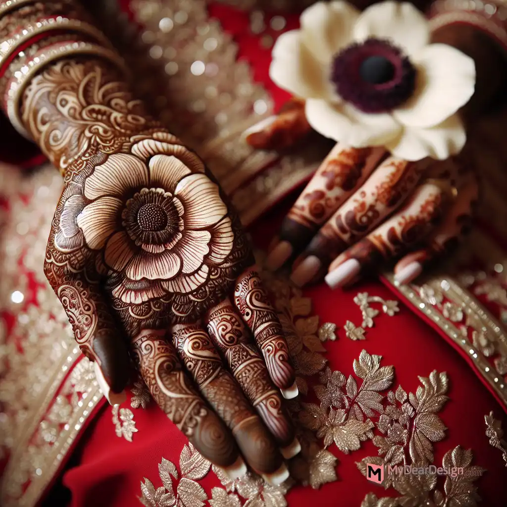 Intricate Bridal Anemone Mehndi Designs