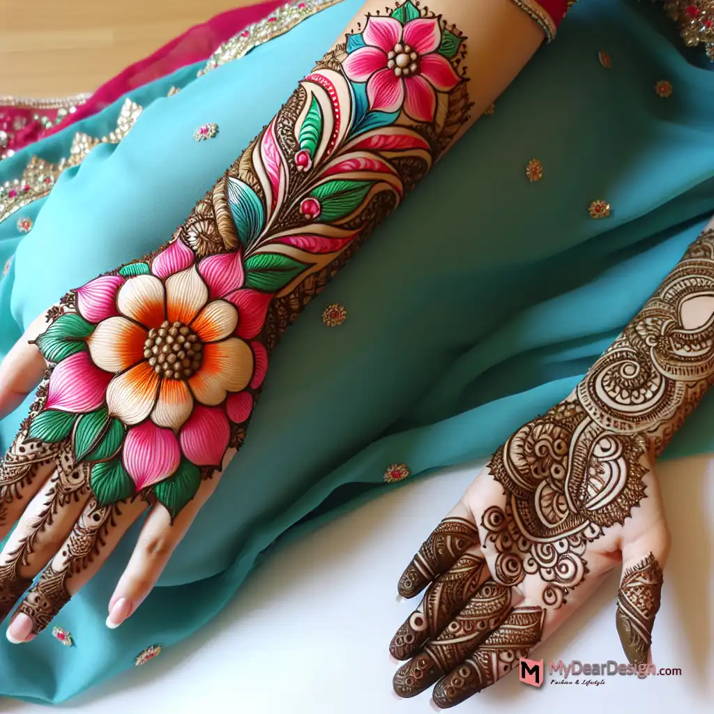 Cute balloon flower mehndi designs for Indian weddings