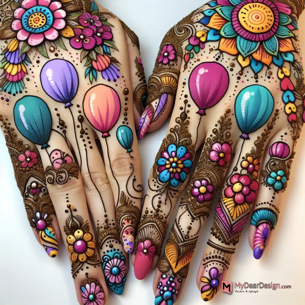 Mehndi for Festive Balloon Flower for Celebrations