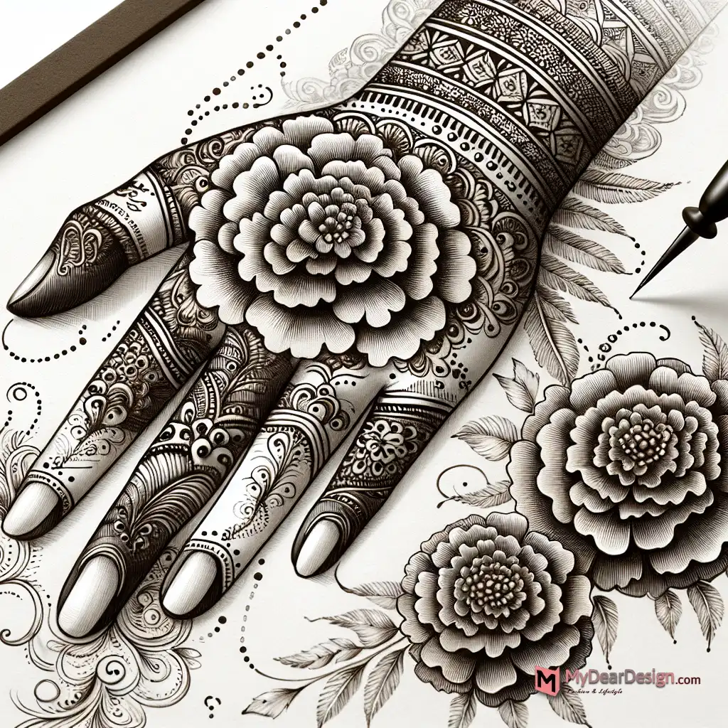 Top 15 Magnificent and Beautiful Marigold Flower Mehndi Designs