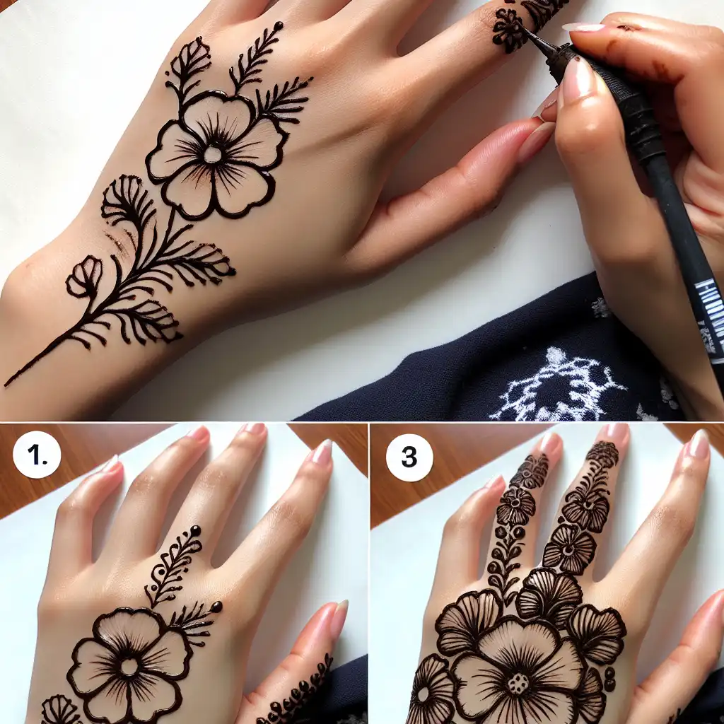 How to Design a Simple Geranium Mehndi