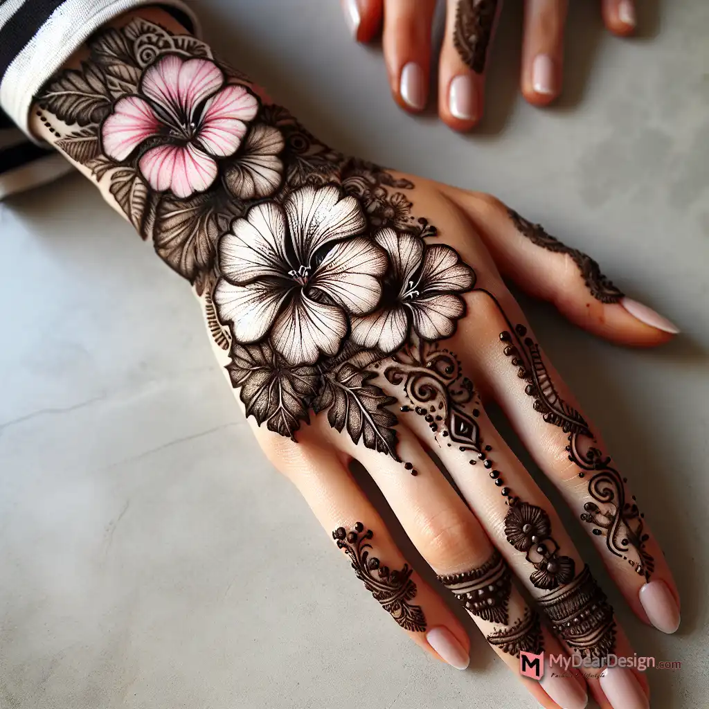 Geranium Flower Mehndi Design: Modern Interpretations