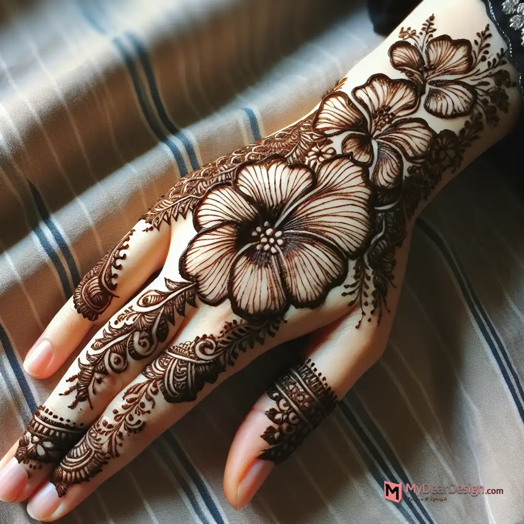 Festival Patterns Geranium Flower Mehndi Design