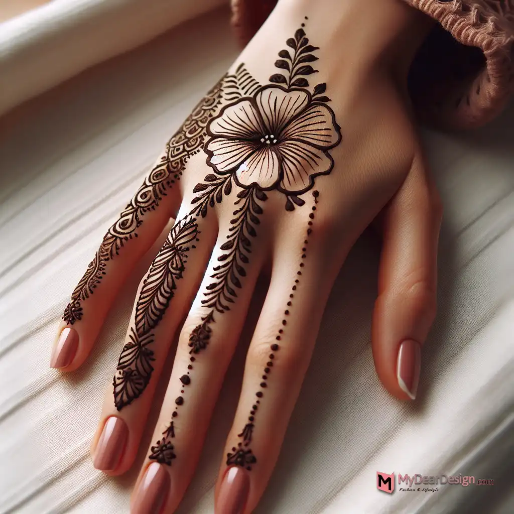 Each day has its own Geranium Flower Mehndi Design.