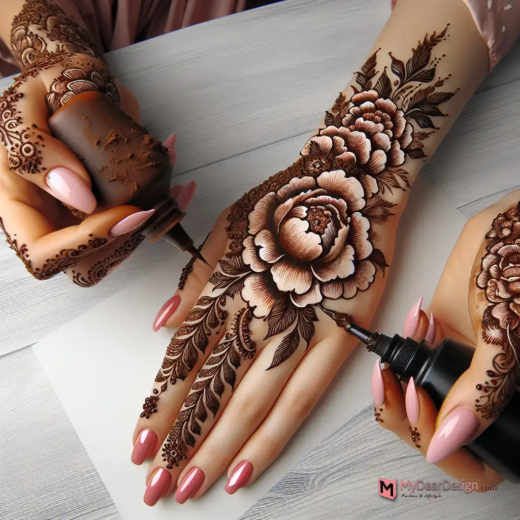 Beautiful Peony Mehndi Designs for Hands