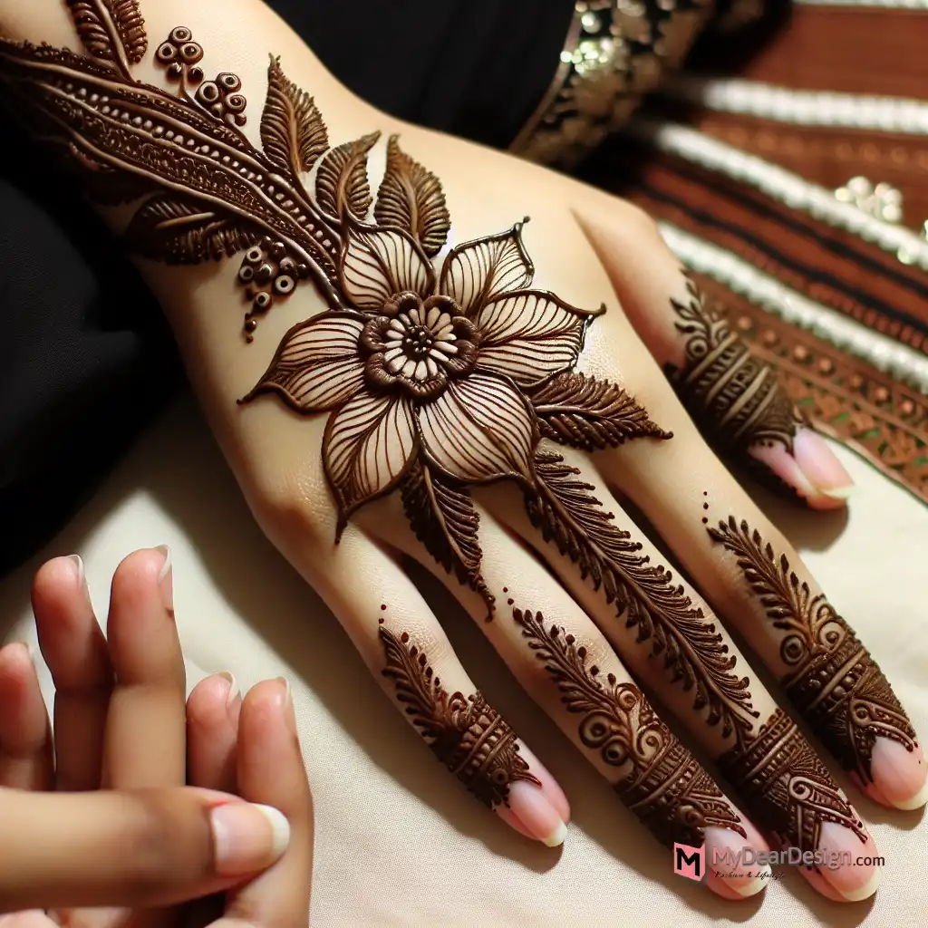 Amazing Ashoka Tree Flower Mehndi Designs