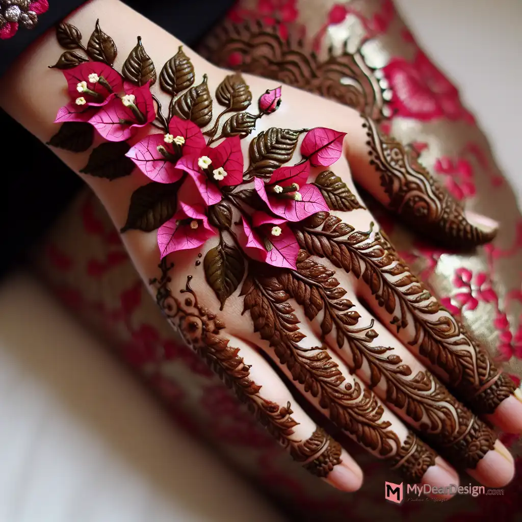 The Elegance of Bougainvillea in Mehndi session