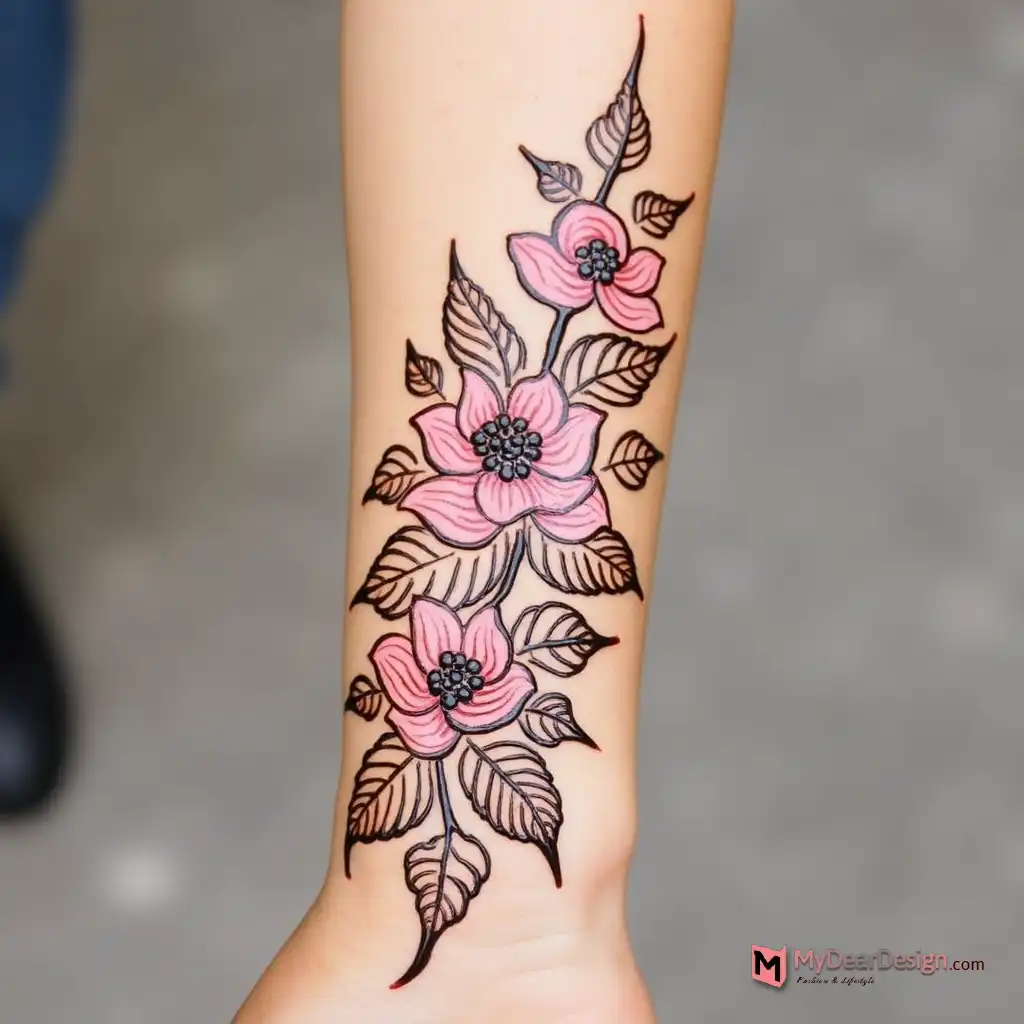 Bougainvillea-Themed Body Art