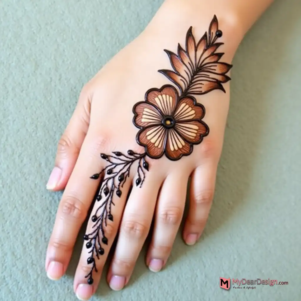 Full-hand designs Bougainvillea Flower Mehndi